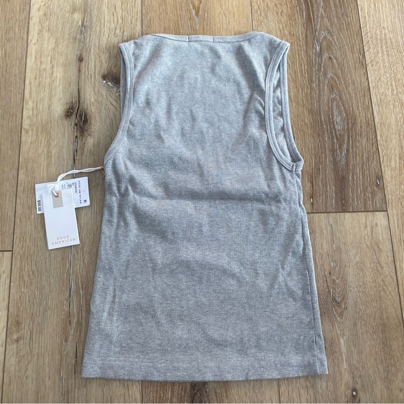 NWT Good American Micro Rib Tank Top Womens Size Small (1) Heather Grey - Picture 2 of 4